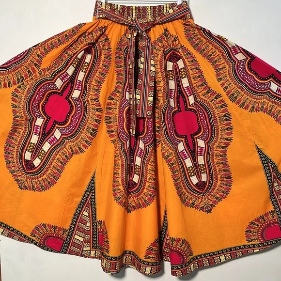 SB FASHION Dashiki African Ethnic Print Cotton Elastic Waist Self Tie Maxi M-O/S - Picture 5 of 16